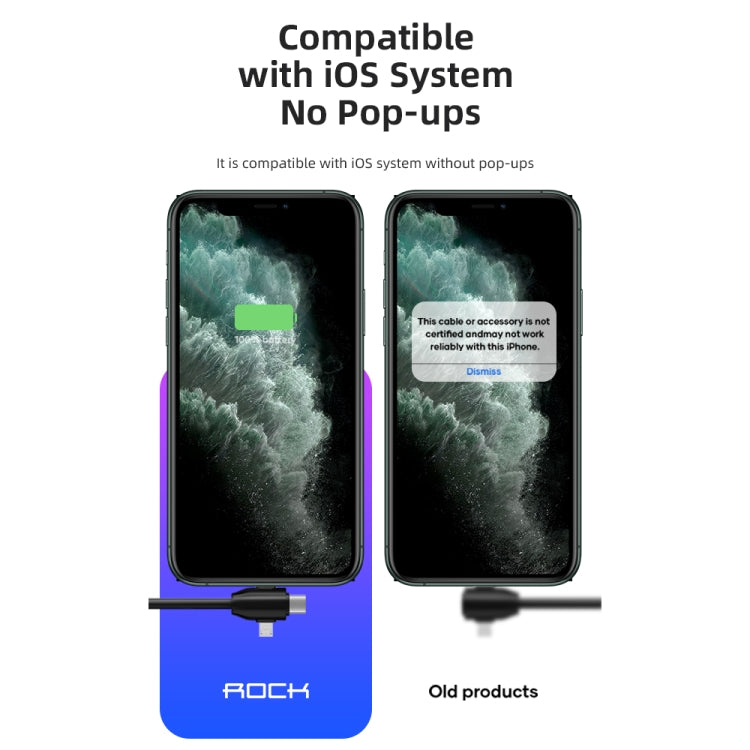 Rock G3 3 in 1 8 Pin + Micro + Type-C / USB-C Multifunction Scalable Charging Data Cable Length: 1m (Black)