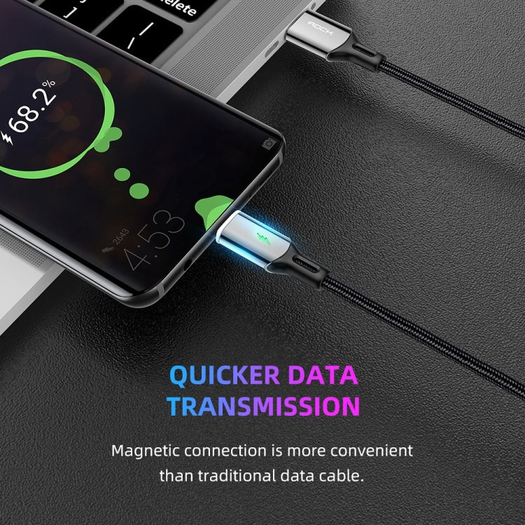 Rock G13 5A 3 in 1 8 Pin + Magnetic Fast Charging Data Cable Set Multifunction Dual Type C / USB-C Length: 2m (Black)