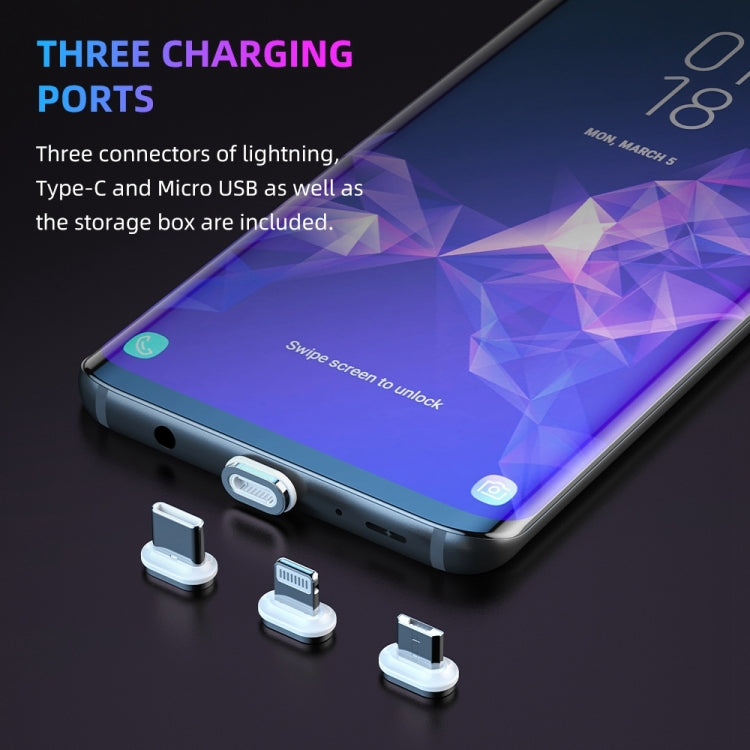 Rock G13 5A 3 in 1 8 Pin + Magnetic Fast Charging Data Cable Set Multifunction Dual Type C / USB-C Length: 2m (Black)