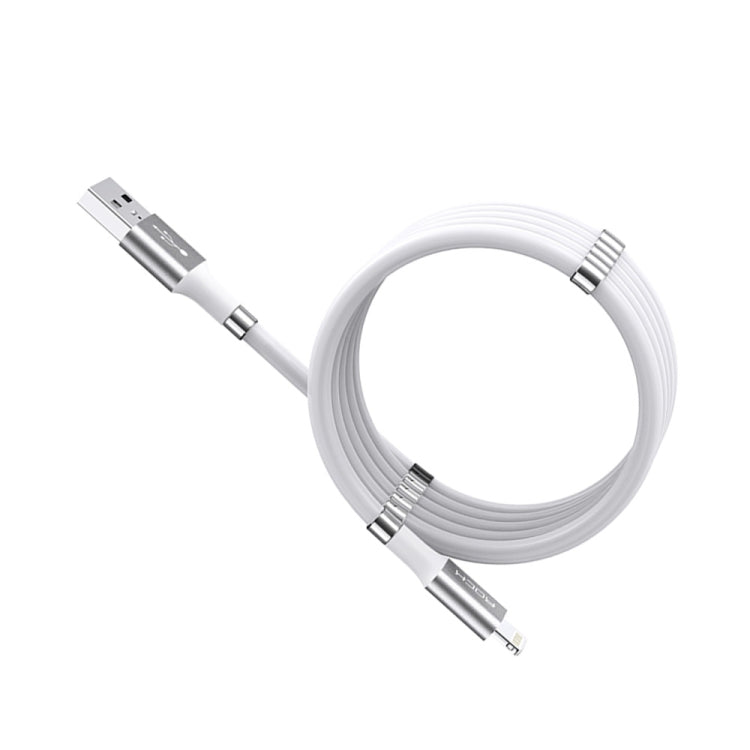 Rock 8Pin Silicone Magnetic Charging Data Cable 2.4A Length: 1.8m (White)