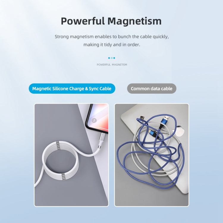 Câble de données de charge magnétique en silicone Rock 8 broches 2,4 A Longueur : 1,8 m (blanc)