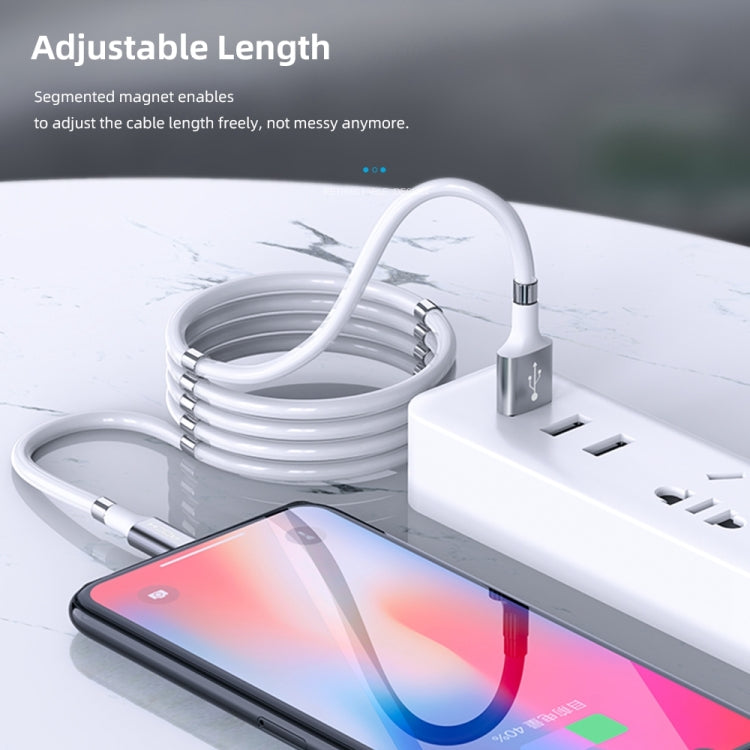 Rock 8Pin Silicone Magnetic Charging Data Cable 2.4A Length: 1.8m (White)
