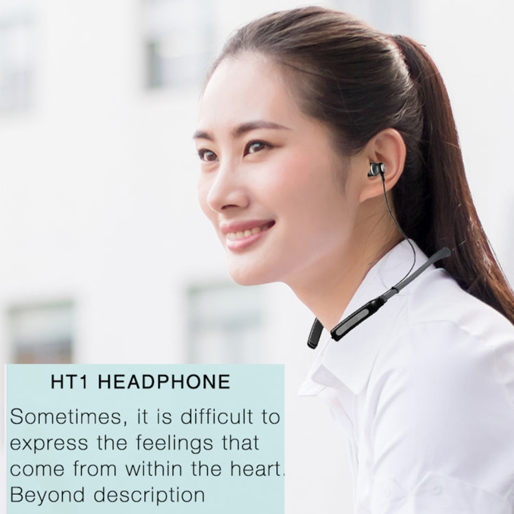 Écouteurs intra-auriculaires stéréo Bluetooth sans fil magnétiques HT1 (noir)