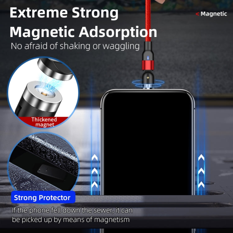 Câble de charge magnétique pivotant en nylon tressé de 2 m 2 A avec sortie USB vers 8 broches (noir)