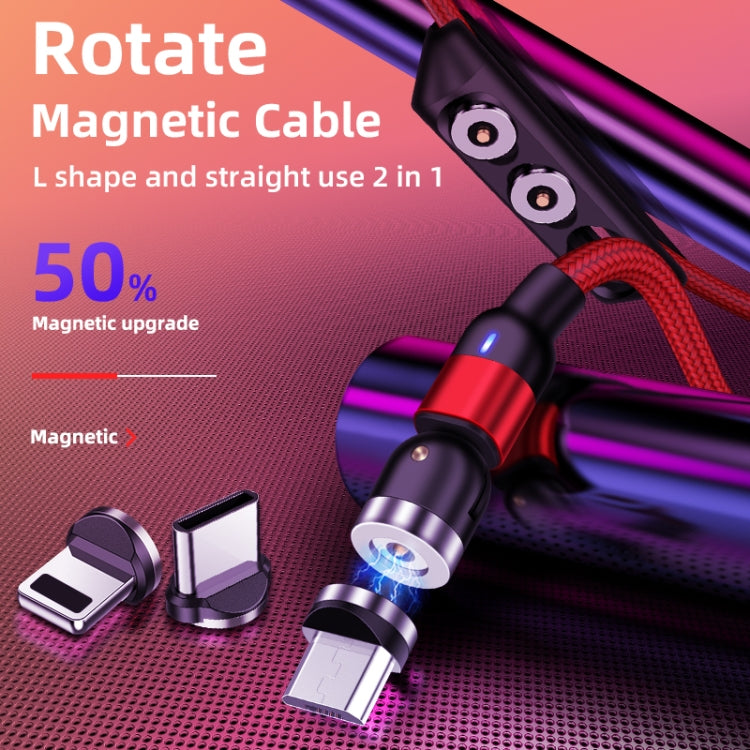 Cable de Carga Magnético giratorio trenzado de Nylon de 1 m 2A con salida USB a 8 Pines (Negro)