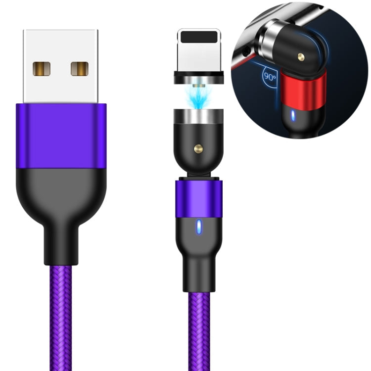 Câble de charge magnétique pivotant en nylon tressé de 1 m 2 A avec sortie USB vers 8 broches (violet)