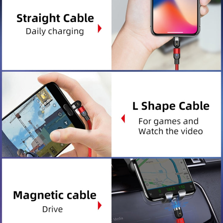 Câble de charge magnétique pivotant en nylon tressé de 1 m 2 A avec sortie USB vers 8 broches (rouge)