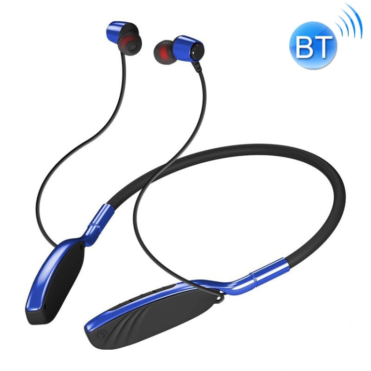 D01 Bluetooth 5.0 Oreillette Bluetooth intra-auriculaire sans fil pour le sport avec cou suspendu (Bleu)