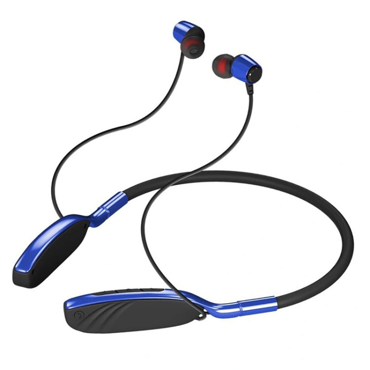 D01 Bluetooth 5.0 Oreillette Bluetooth intra-auriculaire sans fil pour le sport avec cou suspendu (Bleu)