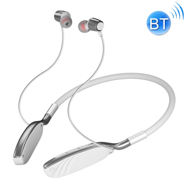 D01 Bluetooth 5.0 Auricular Bluetooth intrauditivo Inalámbrico Deportivo con cuello colgante (Plateado)