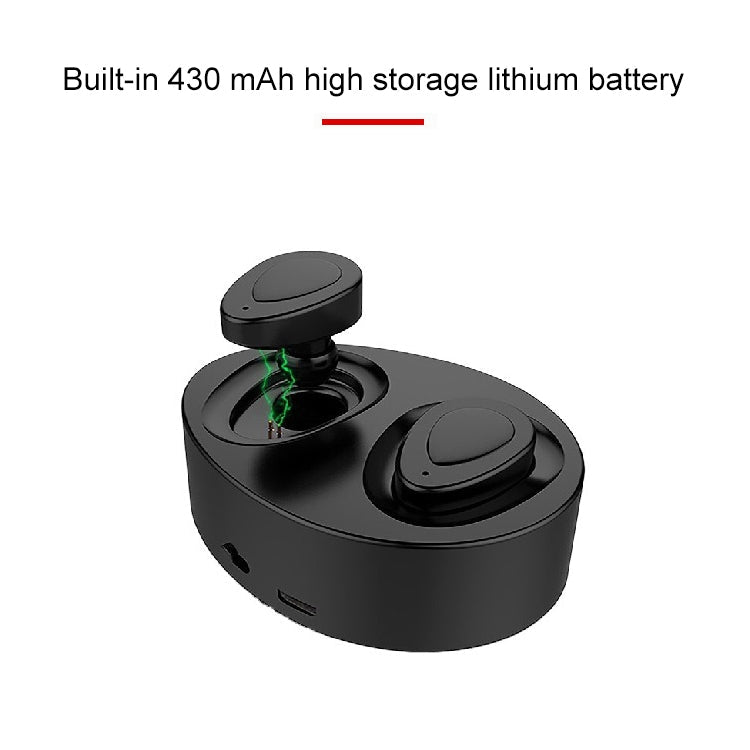 TWS-K2 Mini V4.1 Casque stéréo Bluetooth sans fil avec étui de chargement (Noir)