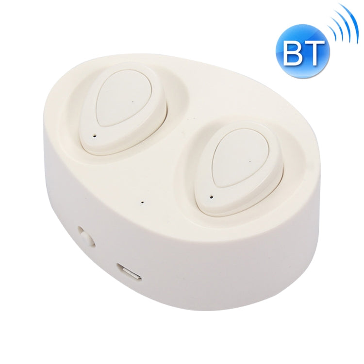 TWS-K2 Mini V4.1 Wireless Bluetooth Stereo Headphones with Charging Case (White)