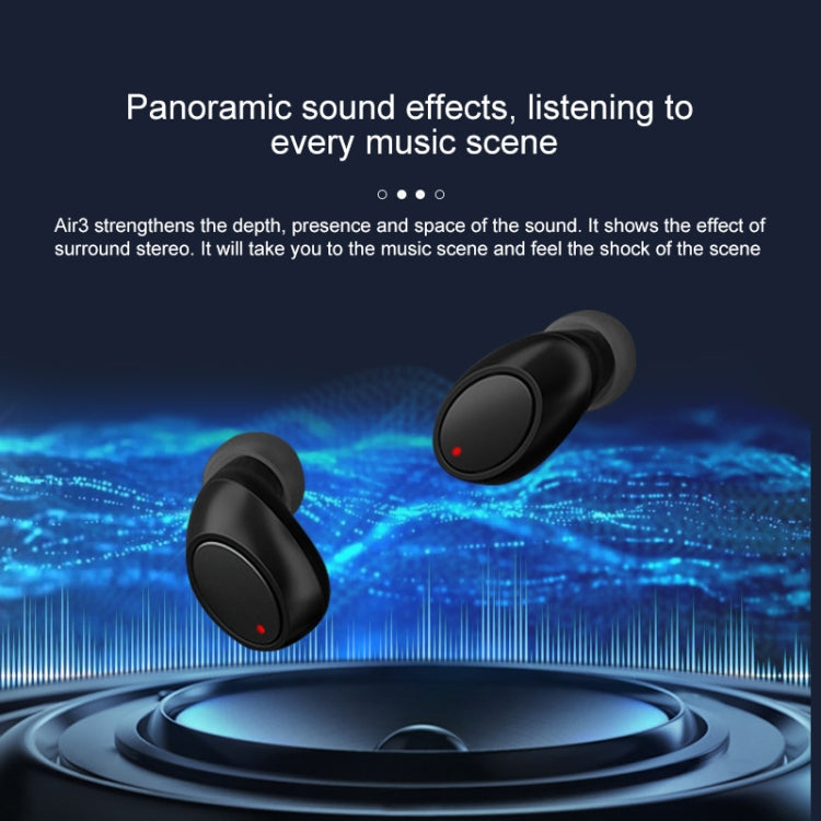 Auriculares Bluetooth Stereo Inalámbricos Air3 TWS V5.0 con Estuche de Carga compatible con voz Inteligente (Negro)