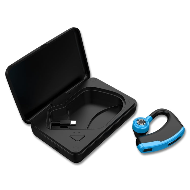 V10 Casque de sport sans fil Bluetooth V5.0 avec boîtier de charge Prise en charge de la puce CSR Réception vocale et charge rapide de 10 minutes (Bleu)