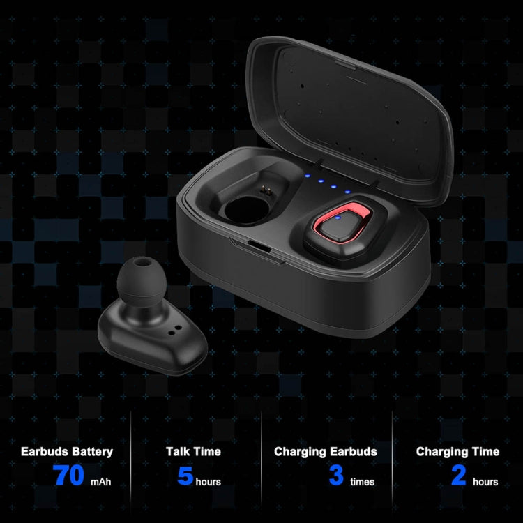 A7 TWS Bluetooth 5.0 Double écouteur Bluetooth sans fil avec appel de prise en charge de la boîte de charge (noir)