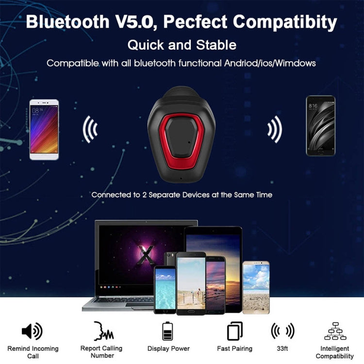 A7 TWS Bluetooth 5.0 Auricular Bluetooth Inalámbrico Doble con caja de Carga llamada de asistencia (Negro)