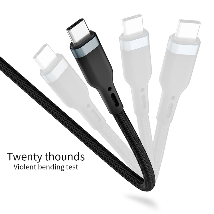 Câble de données Wiwu PT06 4 en 1 USB + USB-C / TYP-C vers USB-C / Type-C + 8 broches Platinum Longueur du câble : 1,2 m (noir)