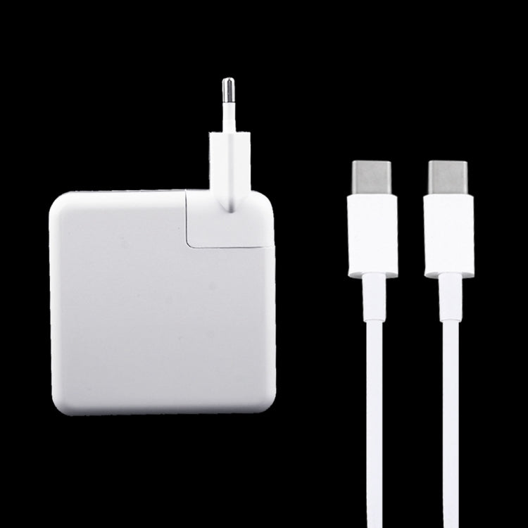 61W USB-C / Type-C Power Adapter with 2m USB Type-C Male to USB Type-C Male Charging Cable For iPhone Galaxy Huawei Xiaomi LG HTC and other Smartphones rechargeable devices EU Plug