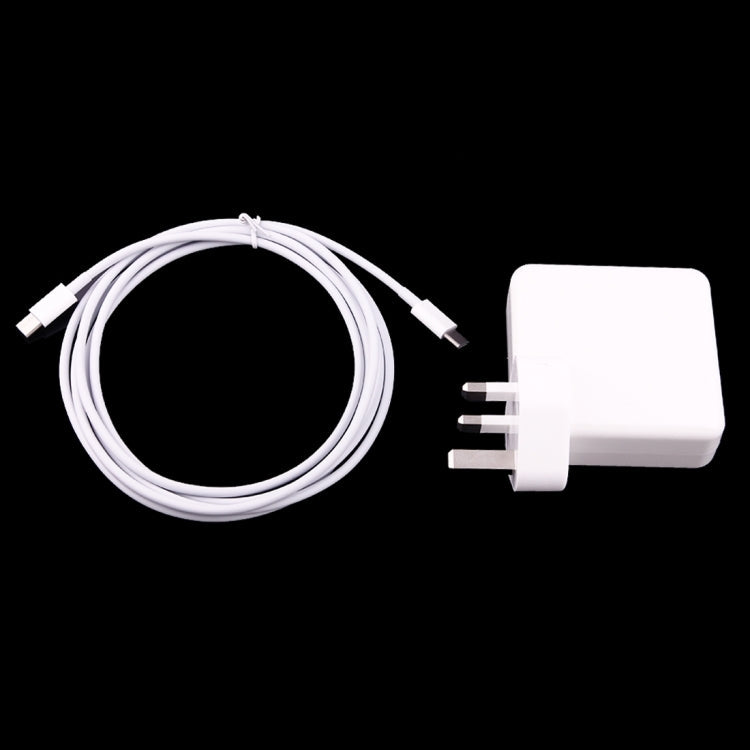 61W USB-C / Type-C Power Adapter with 2m USB Type-C Male to USB Type-C Male Charging Cable For iPhone Galaxy Huawei Xiaomi LG HTC and other Smartphones rechargeable devices UK Plug