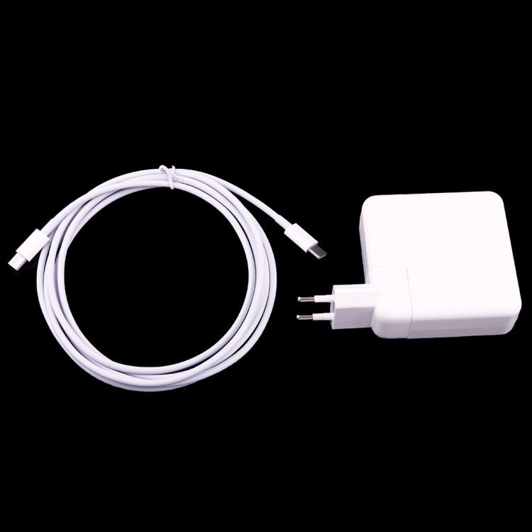 Adaptateur secteur USB-C / Type-C 61W avec câble de charge USB Type-C mâle vers USB Type-C mâle de 2 m pour iPhone Galaxy Huawei Xiaomi LG HTC et autres appareils rechargeables Smartphones EU Plug