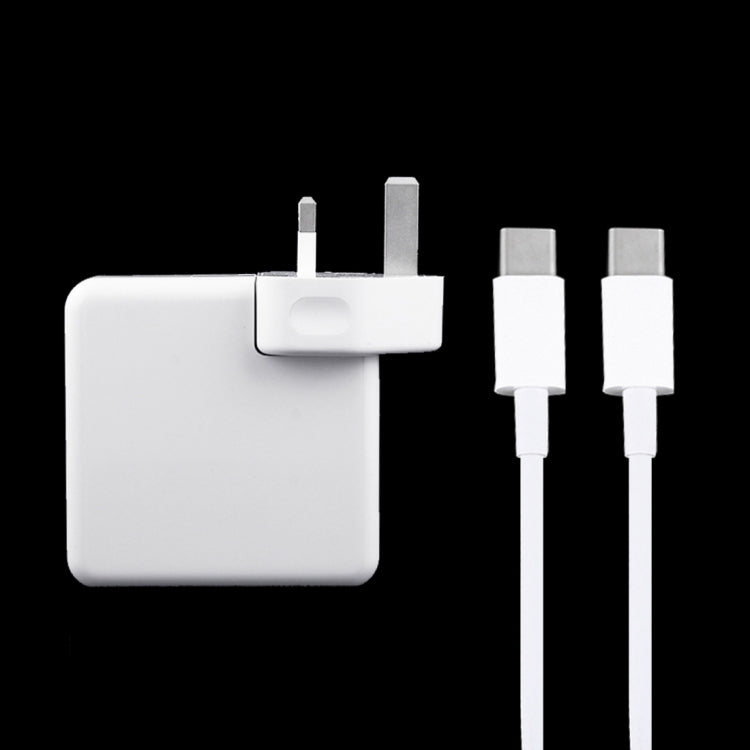 87W USB-C / Type-C Power Adapter with 2m USB Type-C Male to USB Type-C Male Charging Cable For iPhone Galaxy Huawei Xiaomi LG HTC and other Smartphones rechargeable devices UK Plug