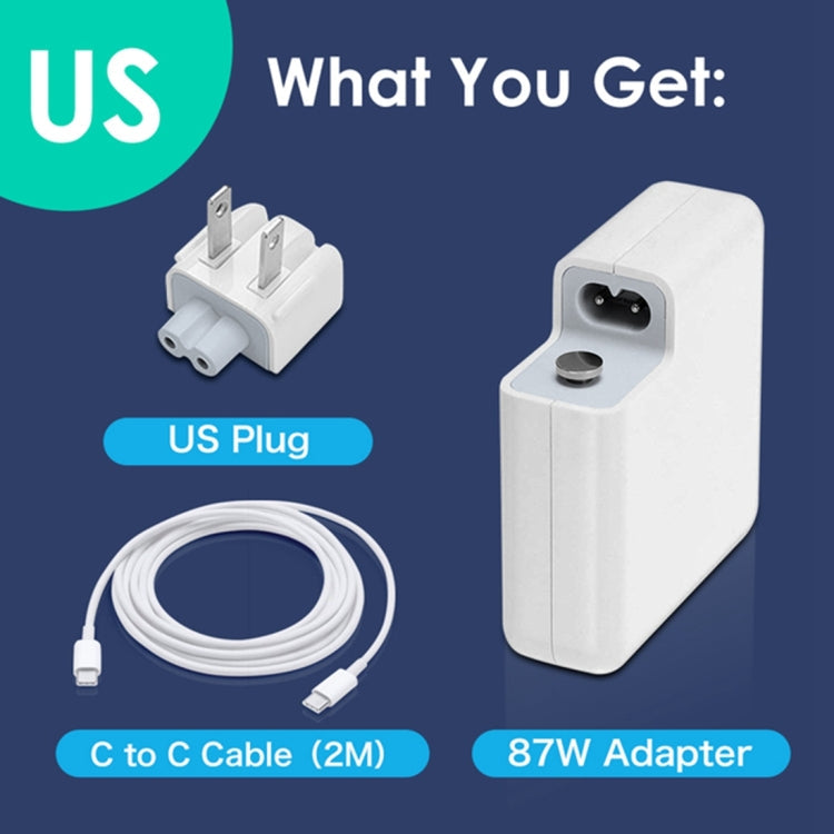 Adaptador de corriente USB-C de 87 W y cable de carga USB-C