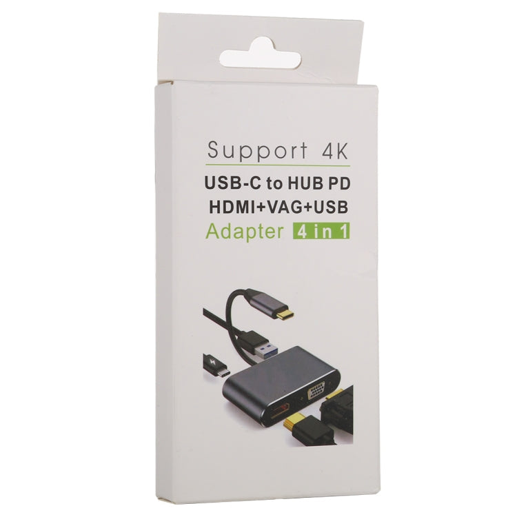 Adaptador Multifunción de interfaz 4 en 1 USB / Type-C a 4K HDMI + VGA + USB 3.0