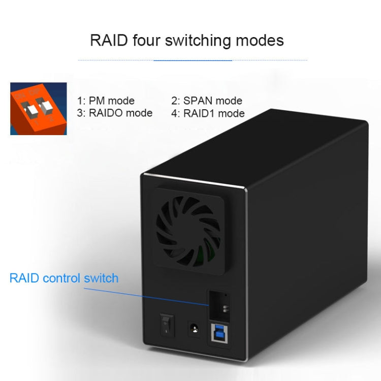 Azulendless USB-B Interface 3,5 pouces 2-Bay RAID Combo Array Boîtier de disque dur externe (prise UK)
