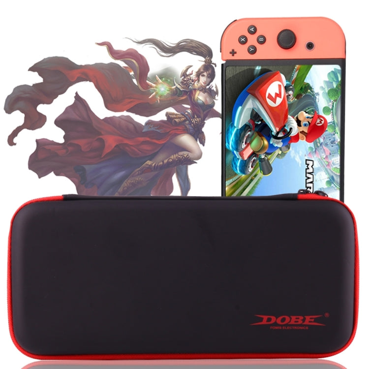 DOBE Para consola de juegos Nintendo Switch caja de almacenamiento de viaje bolsa Protectora con cremallera Carcasa tamaño: 26.0 x 12.5 x 4.0cm (Negro + Rojo)