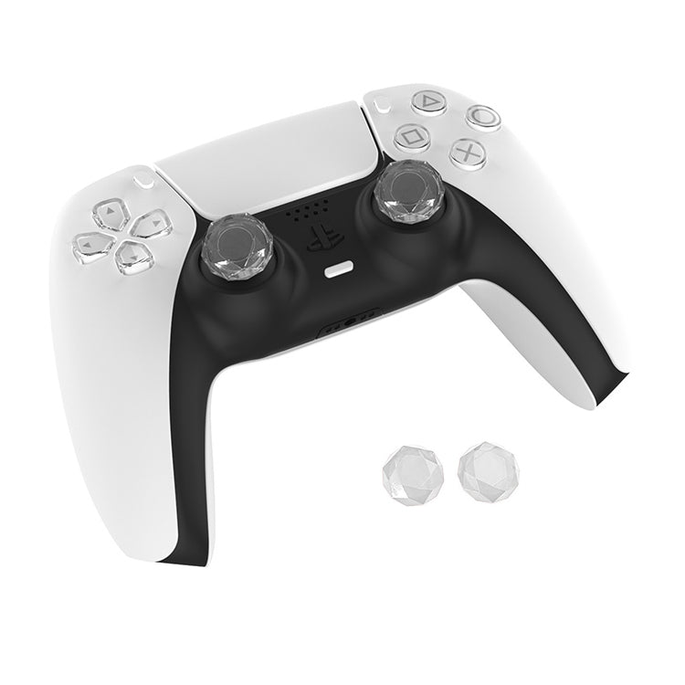 2 capuchons de poignée de jeu à texture diamant pour PS5 (blanc clair)