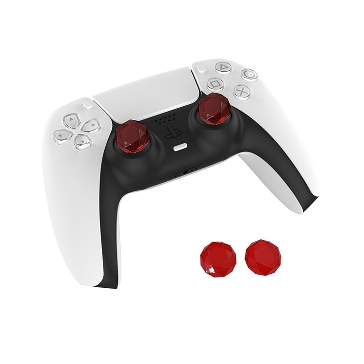 2 capuchons de poignée de jeu à texture diamant pour PS5 (rouge)