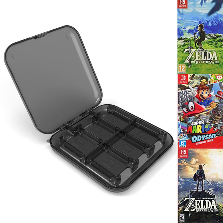 Caja 12 en 1 con Soporte Para Tarjetas de memoria Para Nintendo Switch (Negro)