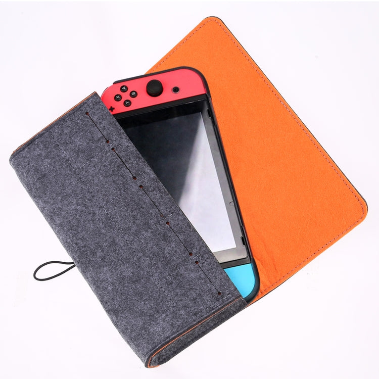 Bolsa Protectora de almacenamiento de bolso de fieltro suave Portátil Para Nintendo Switch (Gris Oscuro)
