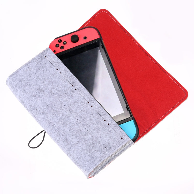 Sac de protection de rangement portable en feutre doux pour Nintendo Switch (gris clair)