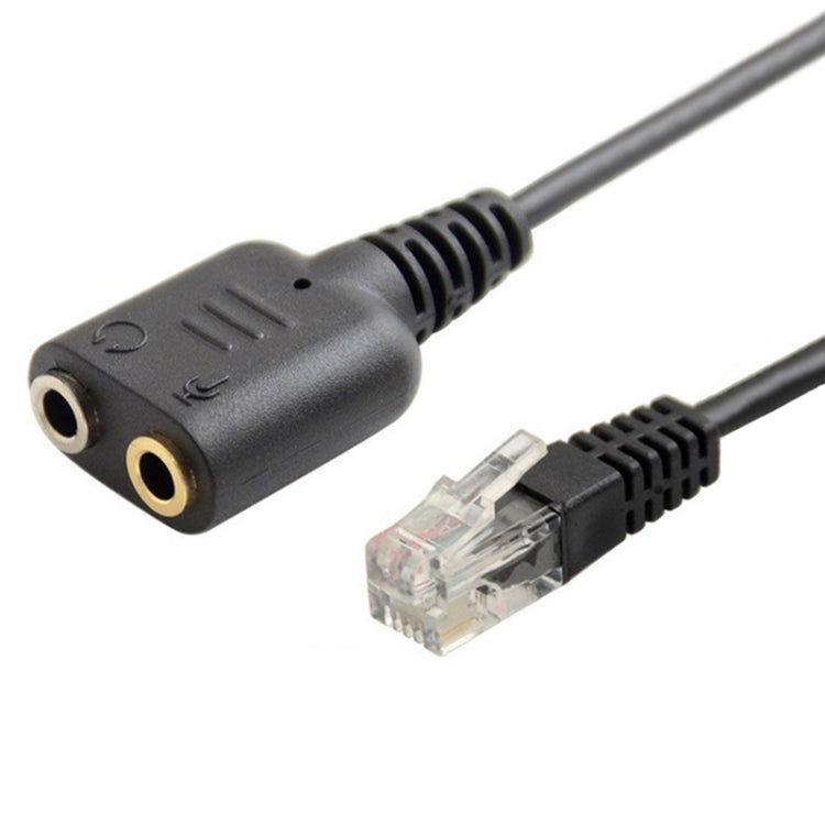 Cable convertidor de adaptador de Auricular a Teléfono de oficina de 3.5 mm Hembra a RJ9 PC / Teléfonos Móviles longitud: 30 cm (Negro)