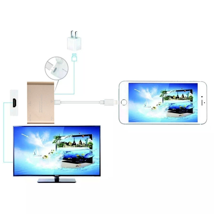 P27 Cubierta metálica Micro USB a HDMI + VGA HDTV Convertidor Adaptador AV Digital Alimentación por EZCast Compatible con sistema iOS / Android / Windows (Plata)