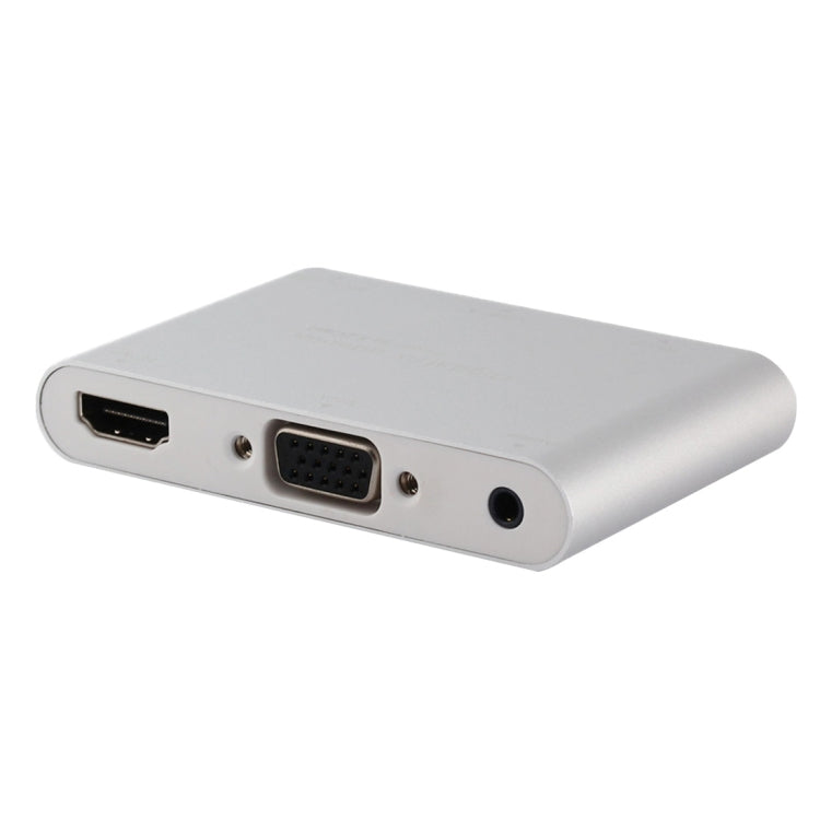 P27 Couvercle en métal Micro USB vers HDMI + VGA HDTV Convertisseur Adaptateur AV numérique Alimentation par EZCast Compatible avec iOS/Android/Windows System (Argent)
