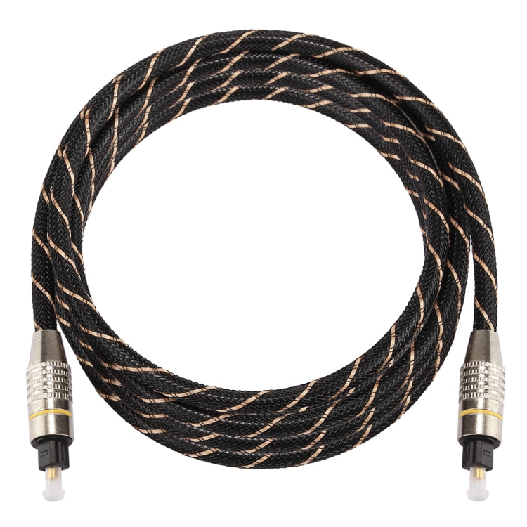 Cable de Audio óptico Digital Macho a Macho Toslink de línea de red tejida con Cabeza de Metal chapado en Oro de 2m OD6.0 mm