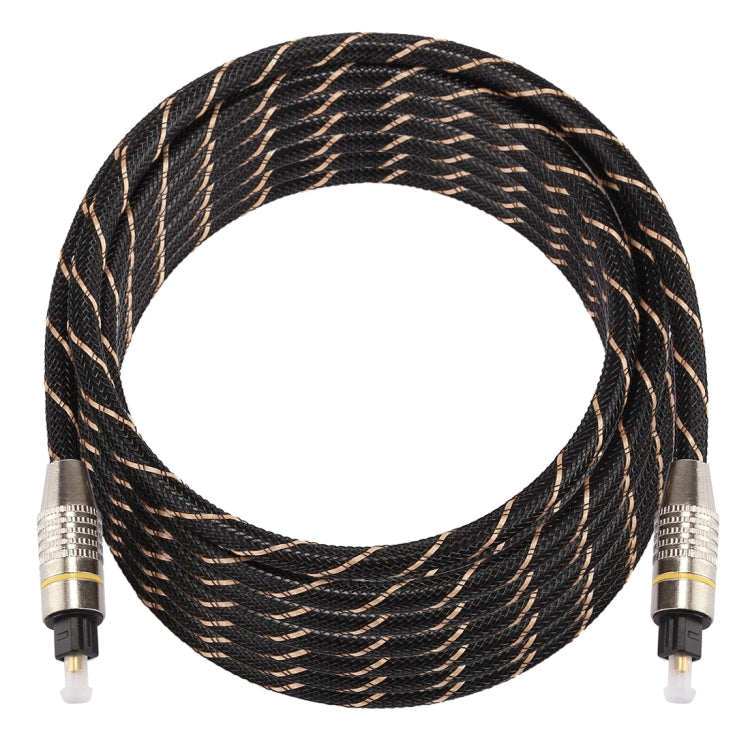 Cable de Audio óptico Digital Macho a Macho Toslink de línea neta tejida con Cabeza metálica chapada en Oro de 5m OD6.0 mm