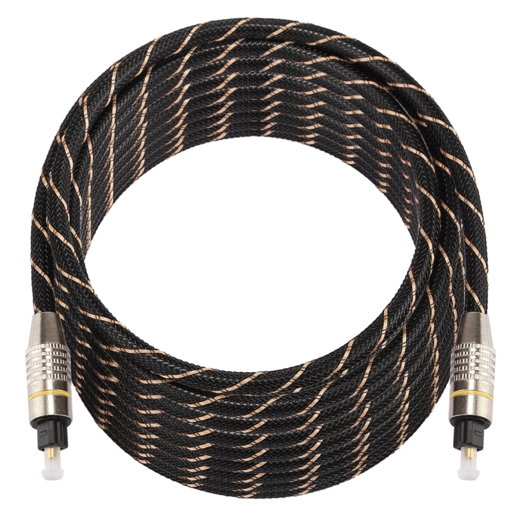 Cable de Audio óptico Digital Macho a Macho Toslink de línea neta tejida con Cabeza metálica chapada en Oro de 10m OD6.0 mm