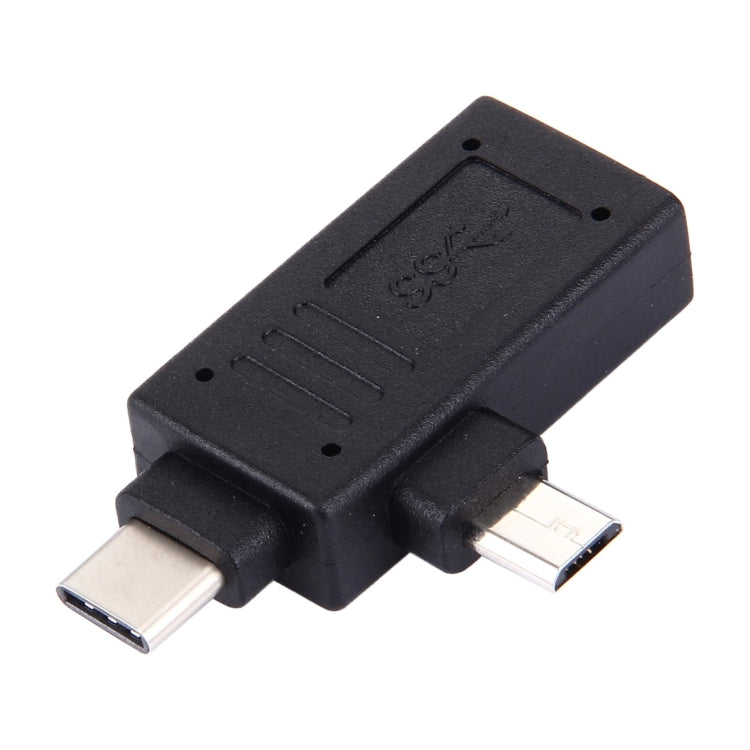 Adaptateur USB-C / Type-C Mâle + Micro USB Mâle vers USB 3.0 Femelle (Noir)