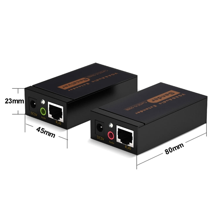 Extensor de Audio y VGA 1920x1440 HD 100m Cat5e / 6-568B Cable de red Adaptador de receptor de remitente (Negro)