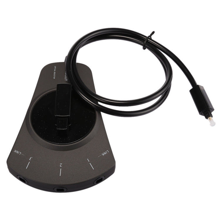 Conmutador de Audio óptico Digital EMK de 3 entradas y 1 salida con interruptor selector Toslink Para reProductor de MD / DVD / VCR / CD (Negro)