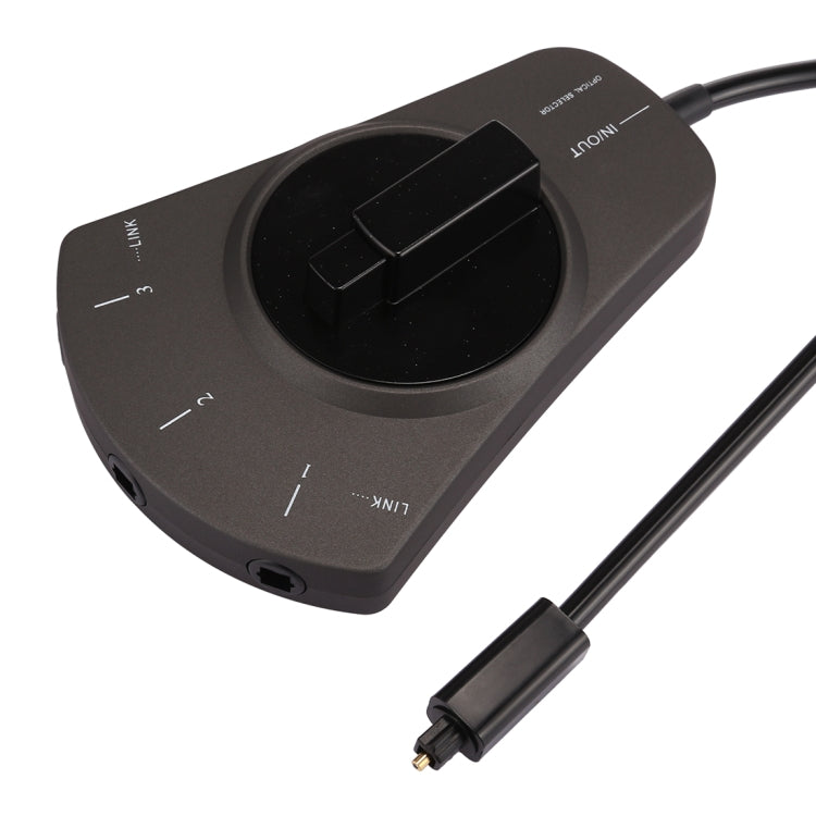 Conmutador de Audio óptico Digital EMK de 3 entradas y 1 salida con interruptor selector Toslink Para reProductor de MD / DVD / VCR / CD (Negro)