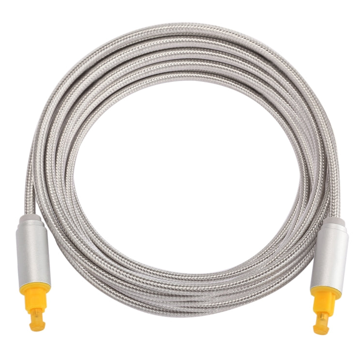 Cable de Audio óptico Digital EMK 3m OD4.0 mm chapado en Oro con Cabeza metálica tejida Toslink Macho a Macho (Plateado)