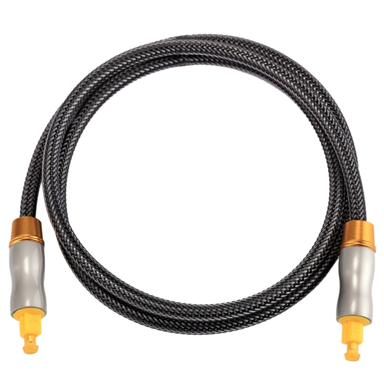 Cable de Audio óptico Digital Macho a Macho Toslink de línea tejida con Cabeza metálica chapada en Oro de 1m OD6.0 mm