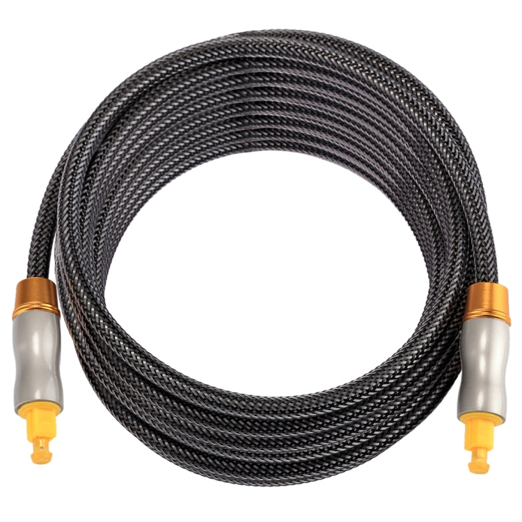 Cable de Audio óptico Digital Macho a Macho Toslink de línea tejida con Cabeza metálica chapada en Oro de 5m OD6.0 mm