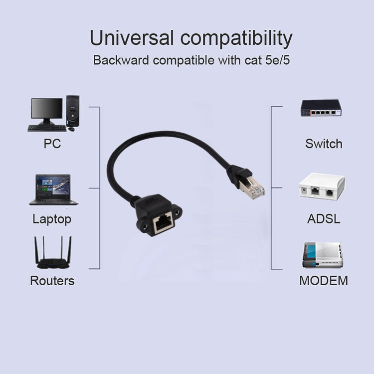 RJ45 Female to Male CAT6E Panel Mount Extension Cable with Screw Lock length: 1m