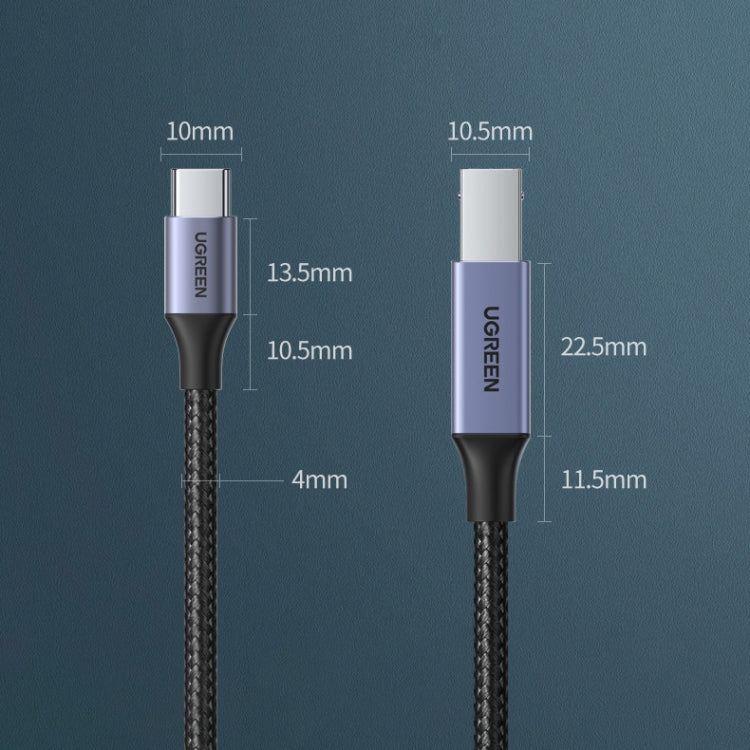 Cable de datos de conexión trenzada de nailon Para impresora UVerde tipo C / USB-C a tipo B longitud: 3 m