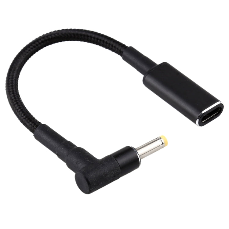 Codo de 4.0x1.7 mm a Adaptador USB-C Tipo-C Cable trenzado de nailon